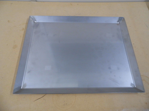 USED AND DAMAGED THICK HEAVY DUTY STAINLESS STEEL DRIP TRAY -  350MM X 450MM X 20MM